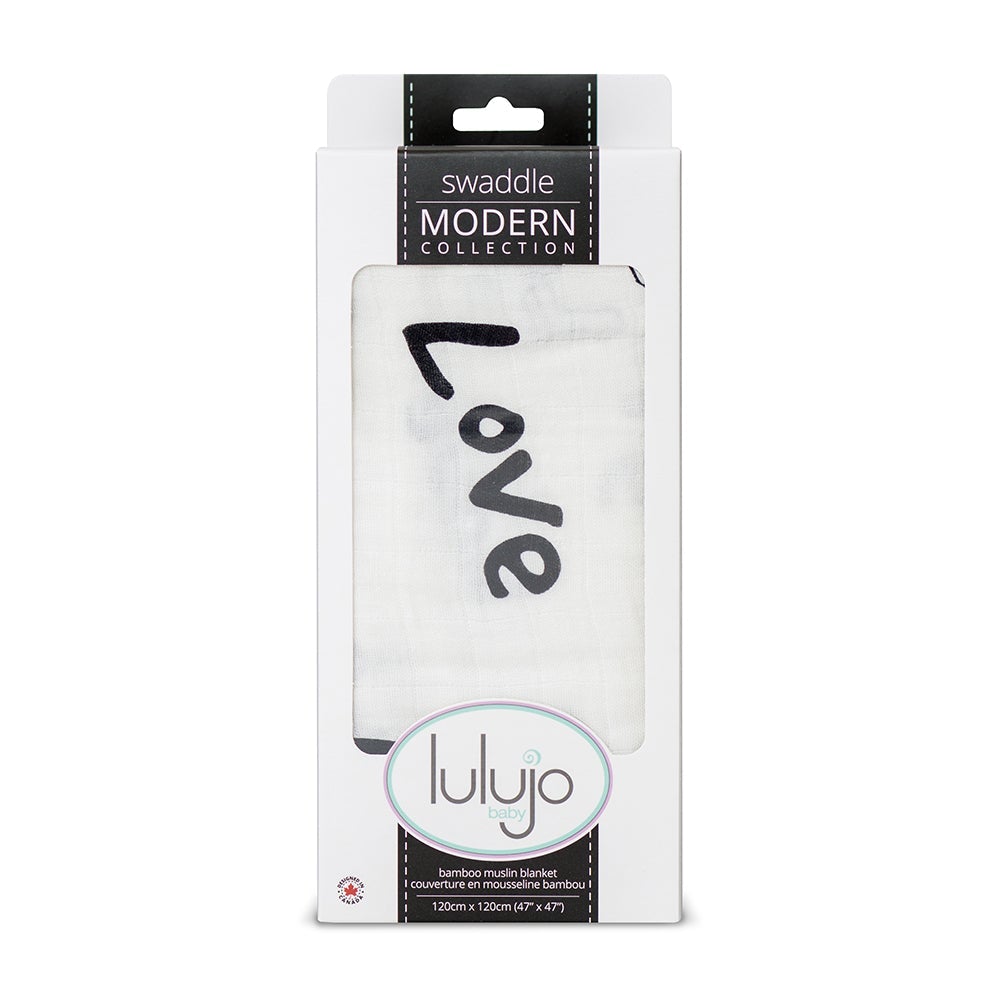 Lulujo Μουσελίνα Bamboo-Βαμβακερή 120x120εκ. Πολλαπλών Χρήσεων Love Swaddling Lulujo LJ114 (Χρώμα: Λευκό, Ύφασμα: 70% Bamboo-30% Cotton) - Lulujo - LJ114