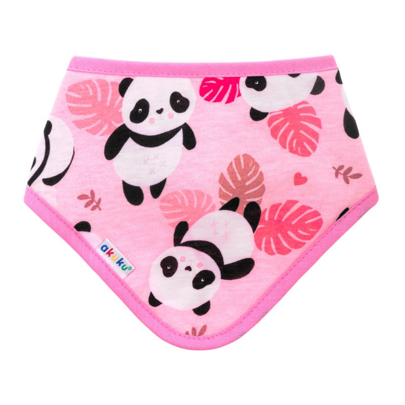 akuku Σαλιάρα-Μπαντάνα Βαμβακερή Pink Panda akuku A1511 (Ύφασμα: Βαμβάκι 100%, Χρώμα: Ροζ) - akuku - A1511