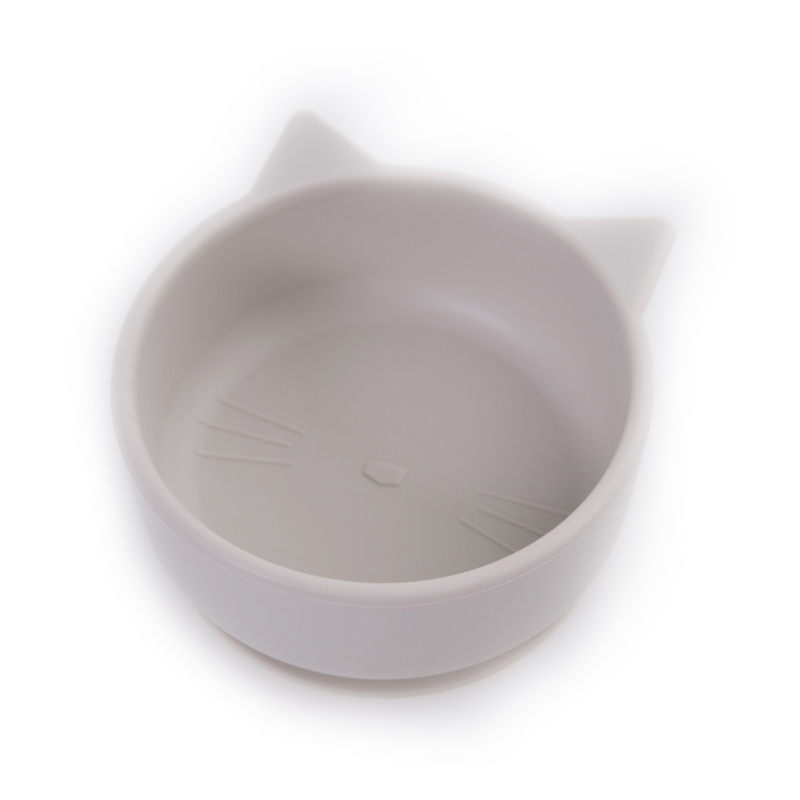 babywise Μπωλ Σιλικόνης Με Βεντούζα Γατούλα Γκρι 12x11,5x5,7εκ.-350ml babywise SLW022 (Υλικό: Σιλικόνη, Χρώμα: Γκρι) - babywise - SLW022