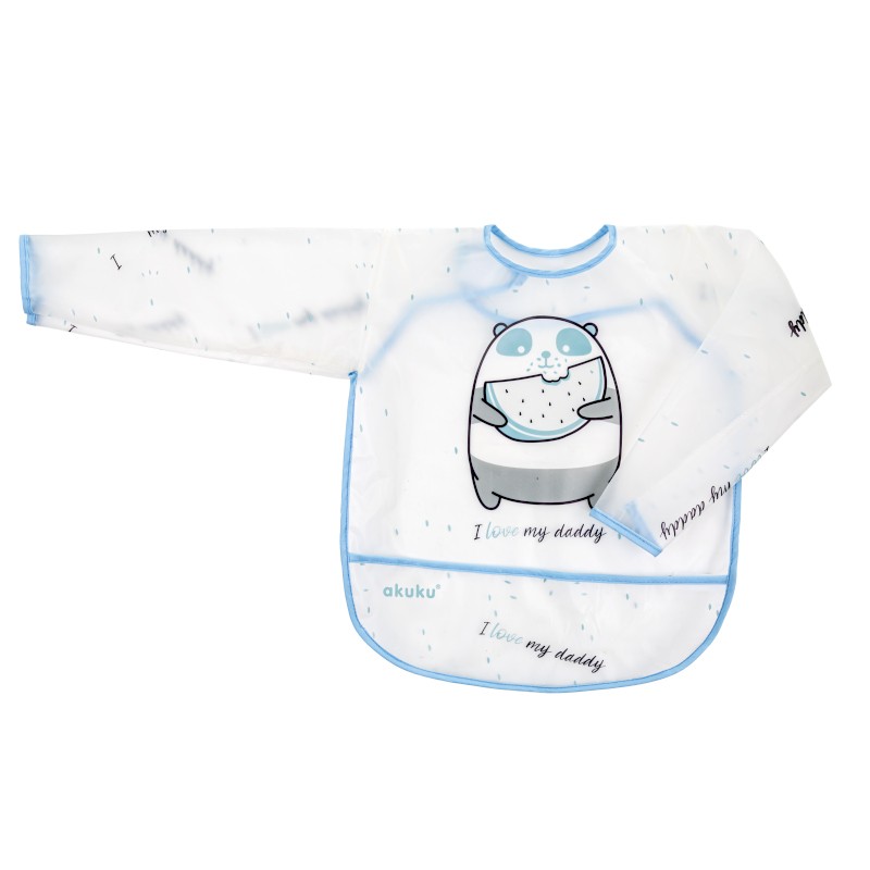 akuku Σαλιάρα Αδιάβροχη Mε Μανίκια Πάντα akuku A0517 (Χρώμα: Λευκό) - akuku - A0517