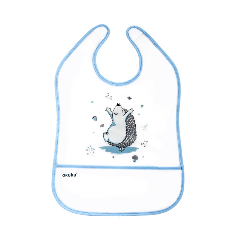 akuku Σαλιάρα Αδιάβροχη Mε Τσεπάκι Σκαντζόχοιρος akuku A0520 (Χρώμα: Λευκό) - akuku - A0520