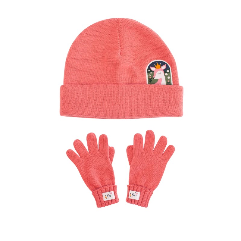 FlapJackKids Σετ Σκουφάκι Με Γαντάκια Πλεκτά 4-6 Ετών Deer FlapjackKids FJKKS970L (Χρώμα: Κοραλί ) - FlapJackKids - FJKKS970L