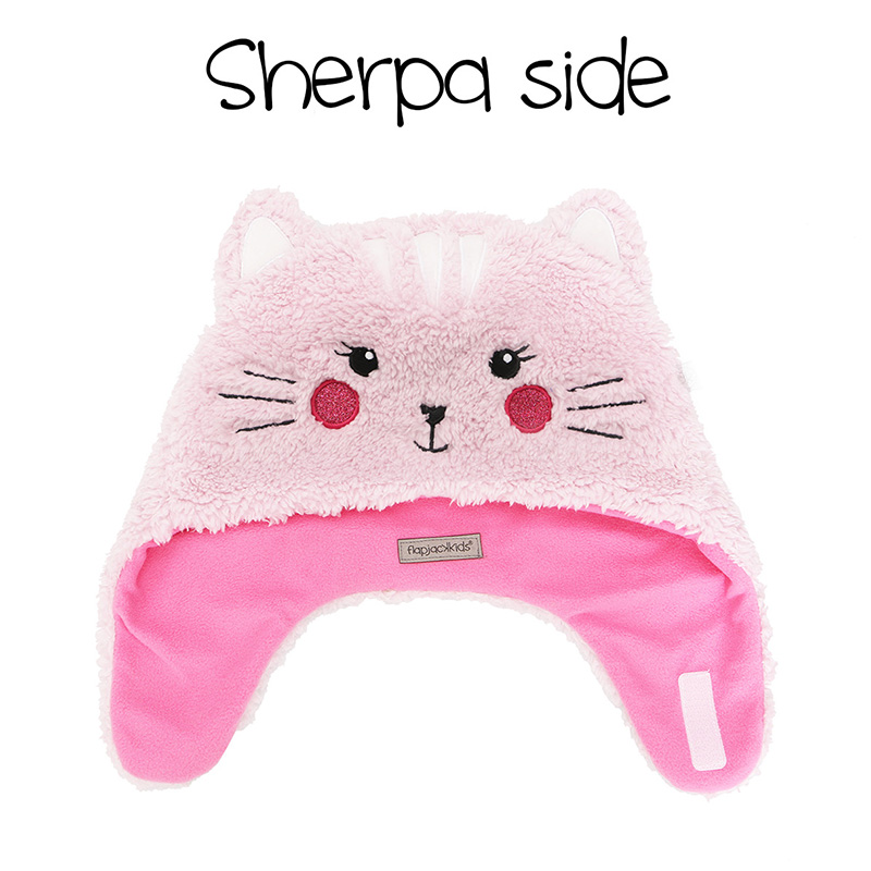 FlapJackKids Σκουφάκι 2 Όψεων Fleece-Sherpa 2-4 Έτων Cat-Super Hero FlapJackKids FJKWS703M (Ύφασμα: Fleece, Χρώμα: Ροζ) - FlapJackKids - FJKWS703M