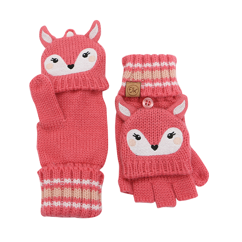 Ζεύγος Γάντια Πλεκτά 4-6 Χρονών Deer FlapJackKids FJKKG793L (Χρώμα: Κοραλί ) - FlapJackKids - FJKKG793L