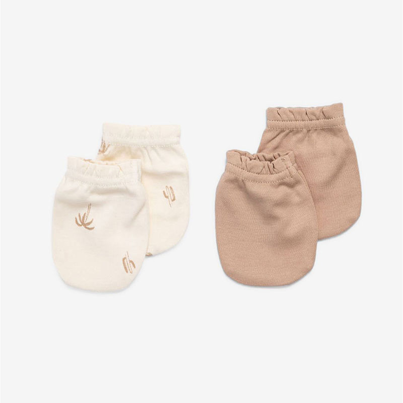 Minene Σετ 2 Ζεύγη Γαντάκια Βαμβακερά Νεογέννητου Palmtrees/Brown Minene 22130005230OS (Ύφασμα: Βαμβάκι 100%, Χρώμα: Καφέ) - Minene - 22130005230OS