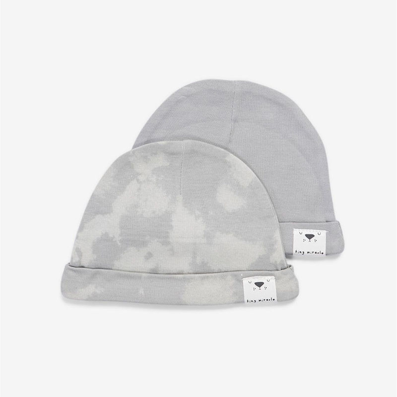 Minene Σετ 2τμχ Σκουφάκι Βαμβακερό 0-3 Μηνών Newborn Hats Marble Minene 221300049100M (Ύφασμα: Βαμβάκι 100%, Χρώμα: Γκρι) - Minene - 221300049100M