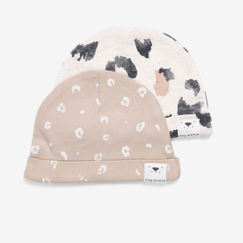 Σετ 2τμχ Σκουφάκι Βαμβακερό 0-3 Μηνών Newborn Hats Printed Cream Minene 221300045600M (Ύφασμα: Βαμβάκι 100%, Χρώμα: Μαύρο) - Minene - 221300045600M