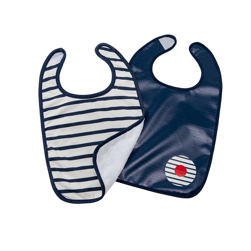 Baby to Love Σετ 2τμχ Σαλιάρα-Ποδιά Blue Stripes Baby To Love BTL304096 (Χρώμα: Λευκό) - Baby to Love - BTL304096