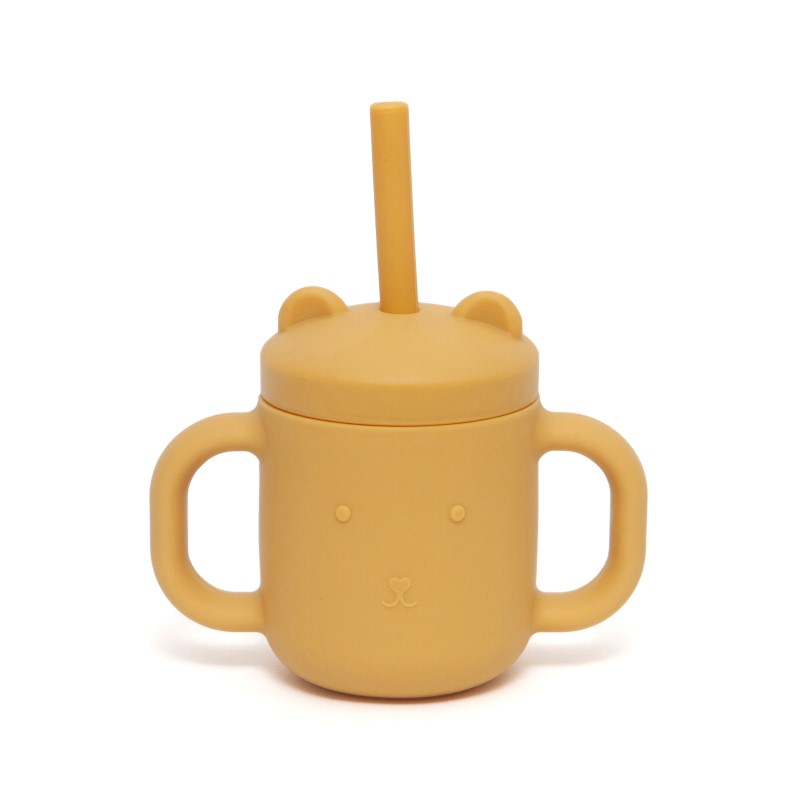 Petit Monkey Ποτήρι Σιλικόνης Με Καλαμάκι 175ml Ochre Petit Monkey PTM-SCLS6 (Υλικό: Σιλικόνη, Χρώμα: Ώχρα) - Petit Monkey - PTM-SCLS6