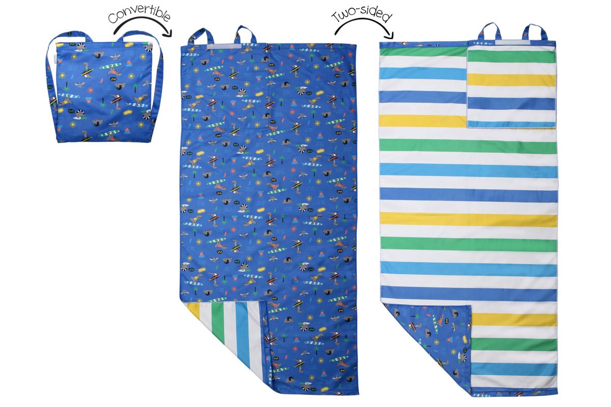 Πετσέτα Θαλάσσης Backpack 71x145εκ./33x38εκ. Dino FlapJackKids FJKTB573 - FlapJackKids - FJKTB573