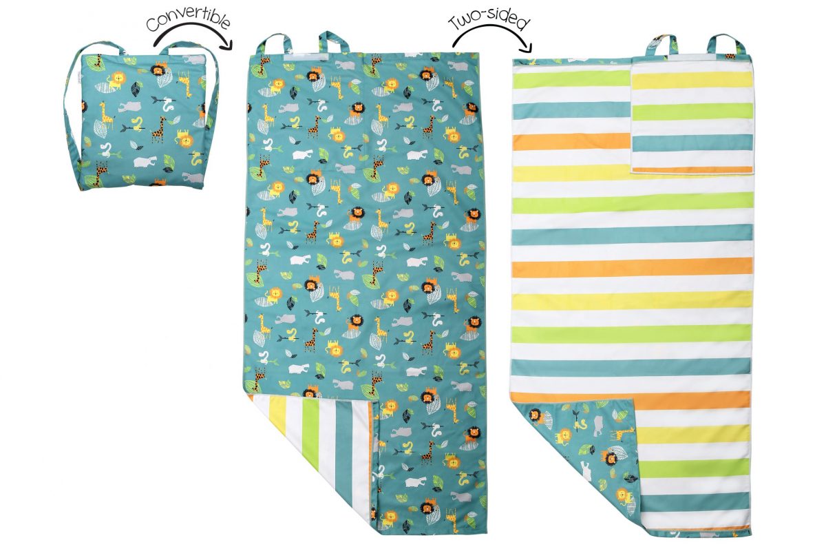 Πετσέτα Θαλάσσης Backpack 71x145εκ./33x38εκ. Green Zoo FlapJackKids FJKTB572 - FlapJackKids - FJKTB572