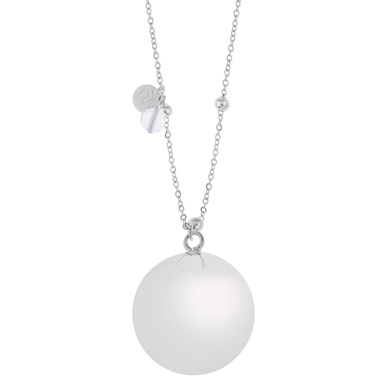 Proud mama Κολιέ Κρύσταλλος Με Ασημί Αλυσίδα Χάλυβα 110εκ. Bola Olivia Proud Mama PM-527 (Χρώμα: Ασημί , Υλικό: Χάλυβας ) - Proud mama - PM-527