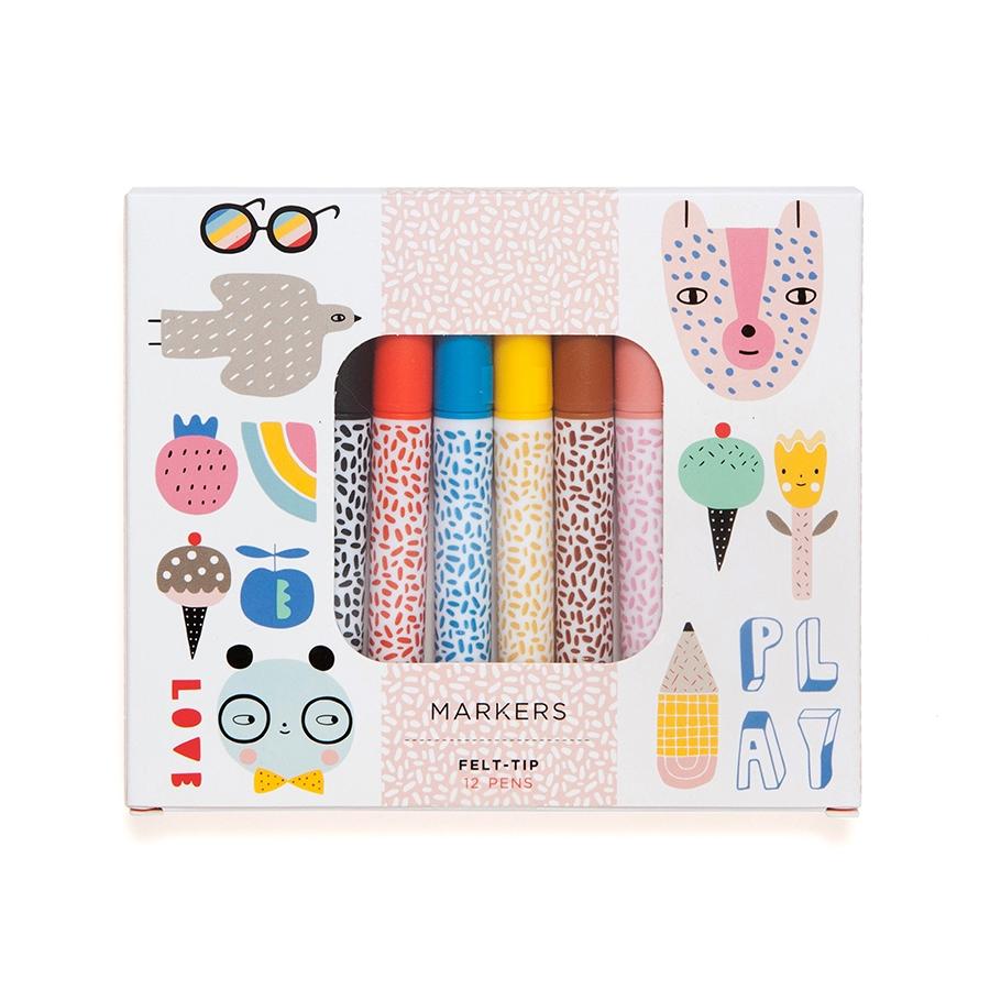 Petit Monkey Σετ 12τμχ Μαρκαδόροι Felt tip Petit Monkey PTM-PMC01 - Petit Monkey - PTM-PMC01