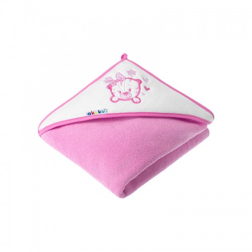 akuku Κάπα Βαμβακερή-Terry 100x100εκ. Γατούλα Ροζ akuku A1253 (Ύφασμα: Βαμβάκι 100%, Χρώμα: Ροζ) - akuku - A1253