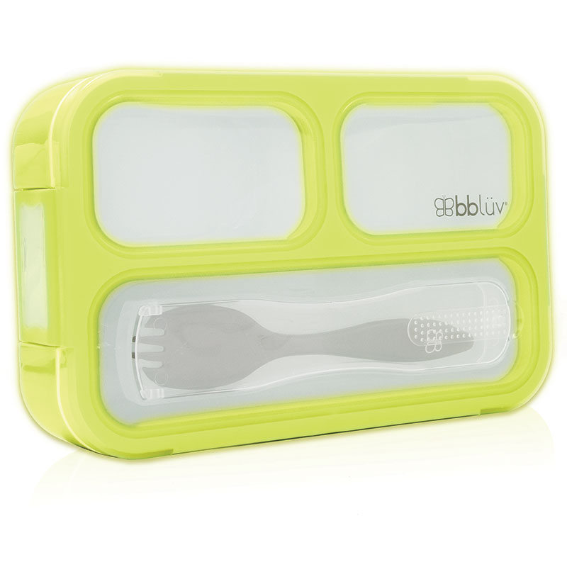 Bbluv Φαγητοδοχείο Με 3 Χωρίσματα Και Κουτάλι Bento Box 11x17εκ. Lime Bbluv B0123-L (Υλικό: Πλαστικό, Χρώμα: Lime) - Bbluv - B0123-L