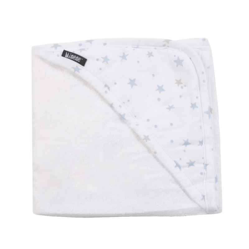 Minene Κάπα Bamboo 75x75εκ. Stars Blue Minene 19302002760OS (Χρώμα: Λευκό, Ύφασμα: Bamboo) - Minene - 19302002760OS