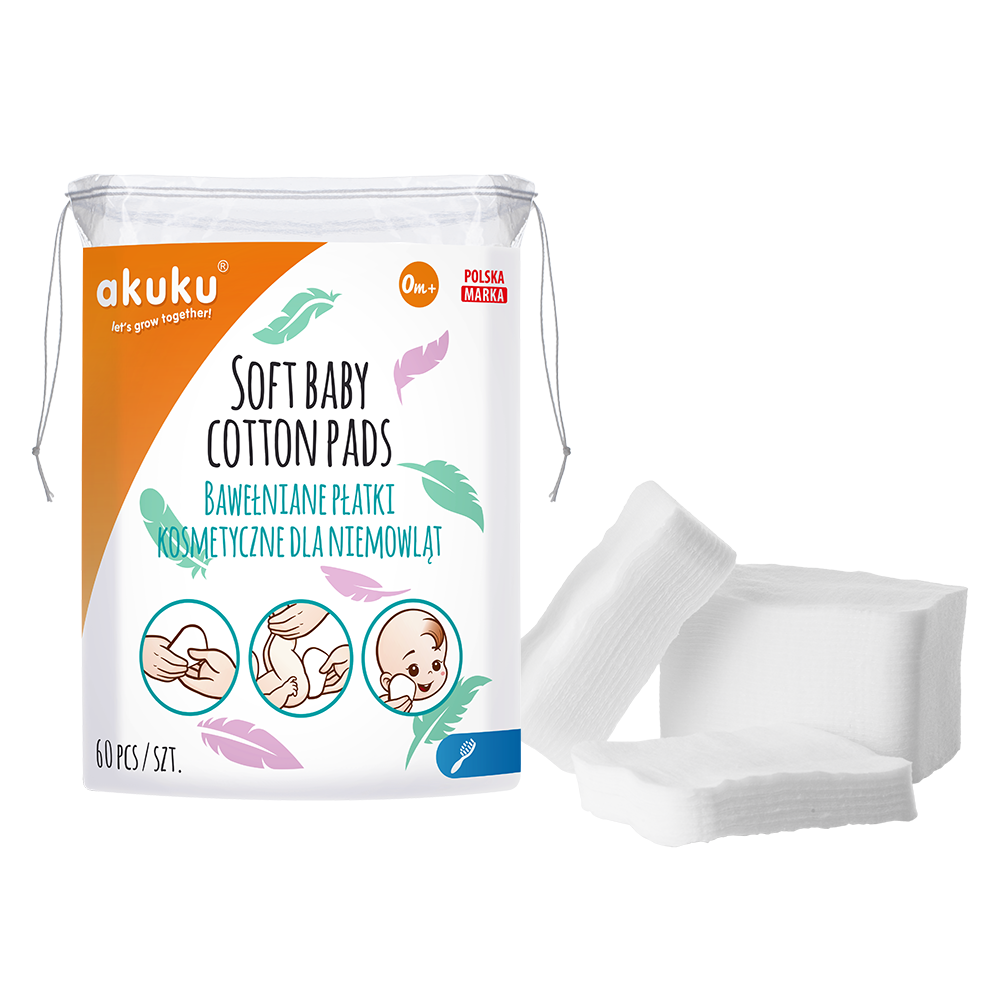 akuku Σετ 60τμχ Baby Cotton Pads 9x11εκ. akuku A0003 - akuku - A0003