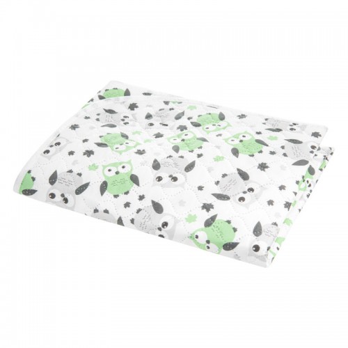 akuku Αδιάβροχο Σελτεδάκι Peva 55x70εκ. Με Σχέδιο Owl Μέντα-Γκρι akuku A0258-Mint/grey (Χρώμα: Γκρι, Υλικό: Peva) - akuku - A0258-Mint/grey