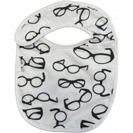 akuku Σαλιάρα Αδιάβροχη Βαμβακερή Mε Velcro Γυαλιά akuku A1300 (Ύφασμα: Βαμβάκι 100%, Χρώμα: Λευκό) - akuku - A1300-GLASSES