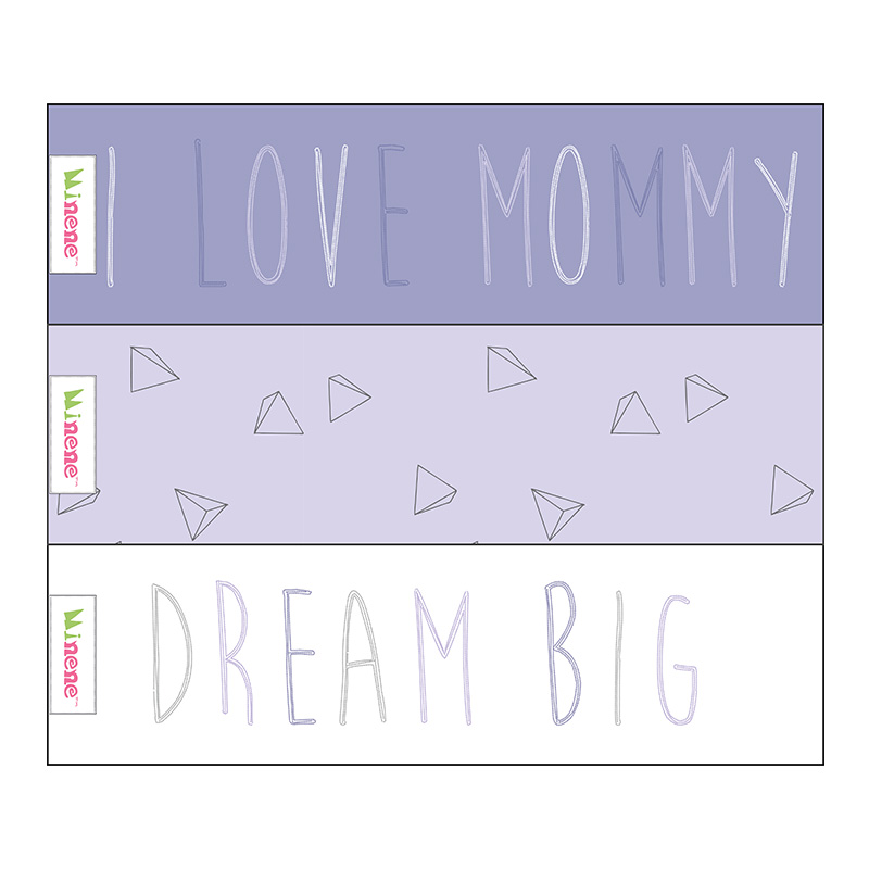 Minene Σετ 3τμχ Μουσελίνα Βαμβακερή 70x70εκ. Πολλαπλών Χρήσεων I Love Mommy Γκρι-Λευκό-Μωβ Minene MN21383 (Ύφασμα: Βαμβάκι 100%, Χρώμα: Λευκό) - Minene - MN21383