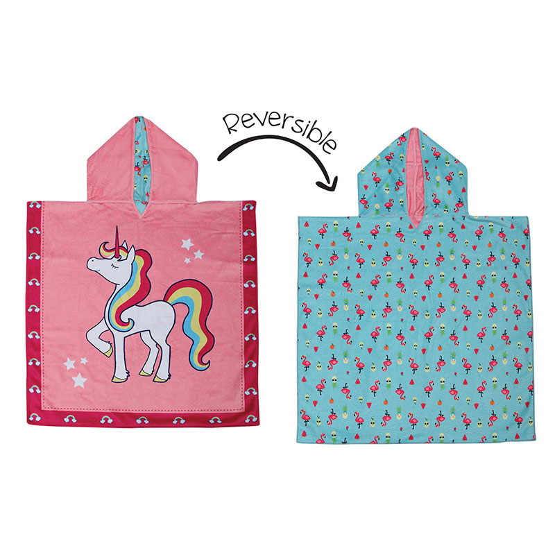 Πόντσο Διπλής Όψης UPF50 61x61εκ. Unicorn-Tropical FlapJackKids FJKCU566 - FlapJackKids - FJKCU566