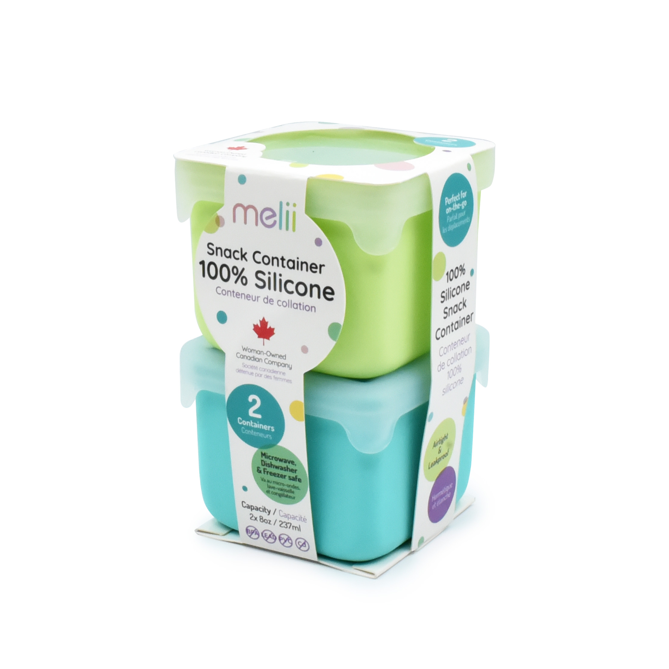 Σετ 2τμχ Δοχείο Σιλικόνης Για Σνακ 236ml Blue/Lime Melii MEL23310 (Υλικό: Σιλικόνη, Χρώμα: Μπλε) - Melii - MEL23310