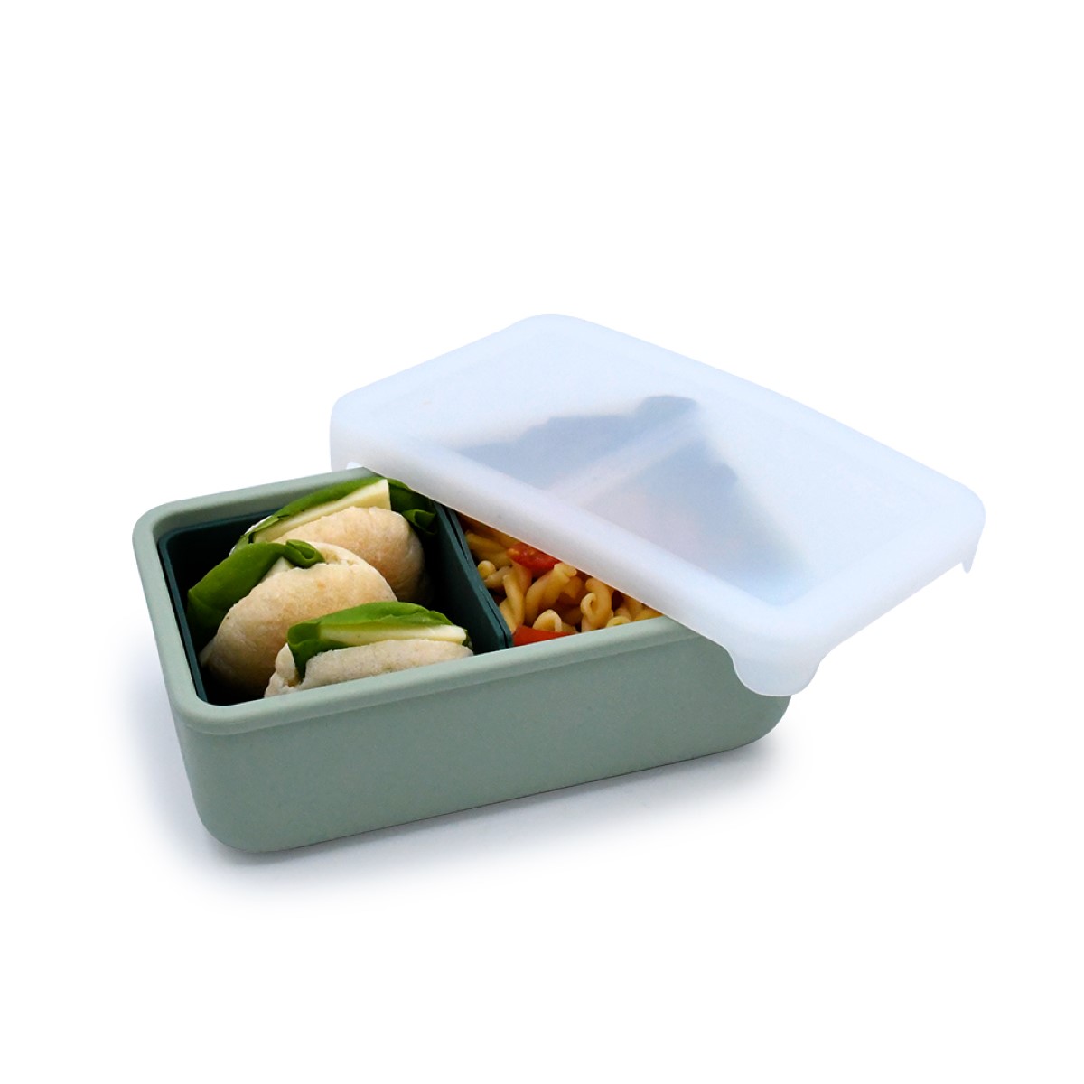 Melii Φαγητοδοχείο Σιλικόνης Με 2 Χωρίσματα Bento Sage/Cactus 700ml Melii MEL22330 (Υλικό: Σιλικόνη, Χρώμα: Λαδί) - Melii - MEL22330