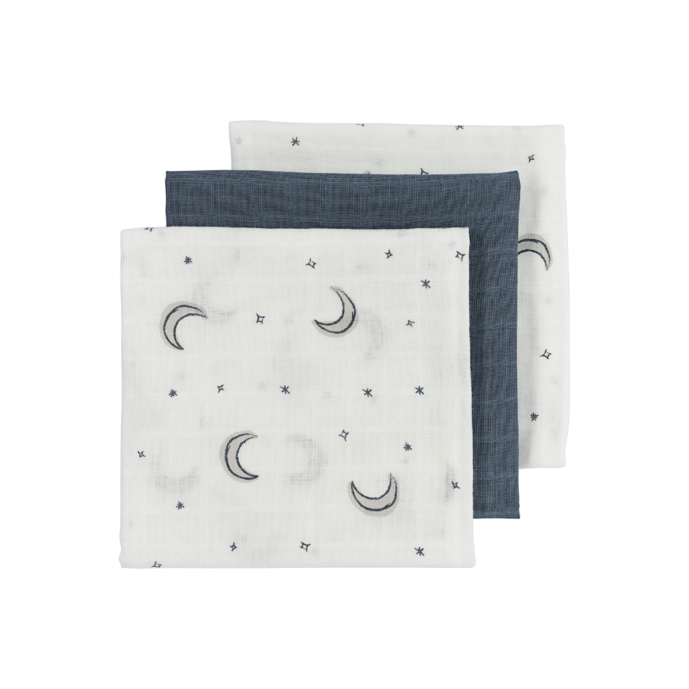 Meyco Σετ 3τμχ Απορροφητική Λαβέτα-Μουσελίνα Βαμβακερή Moon Indigo 30x30εκ. Meyco MEY-152.AE.BX.02.M3 (Ύφασμα: Βαμβάκι 100%, Χρώμα: Λευκό) - Meyco - MEY-152.AE.BX.02.M3
