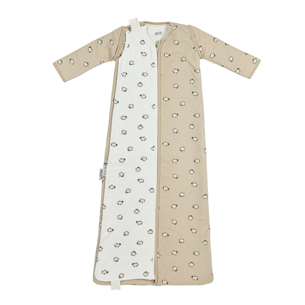 Υπνόσακος 4 Εποχών Βαμβακερός Με Αποσπώμενα Μανίκια 0.5Tog & 2.5Tog 6-36 Μηνών Penguin Soft Sand Meyco MEY-182.223.62.00 (Ύφασμα: Βαμβάκι 100%, Χρώμα: Sand, Μέγεθος: 6-36 Μηνών) - Meyco - MEY-182.223.62.00
