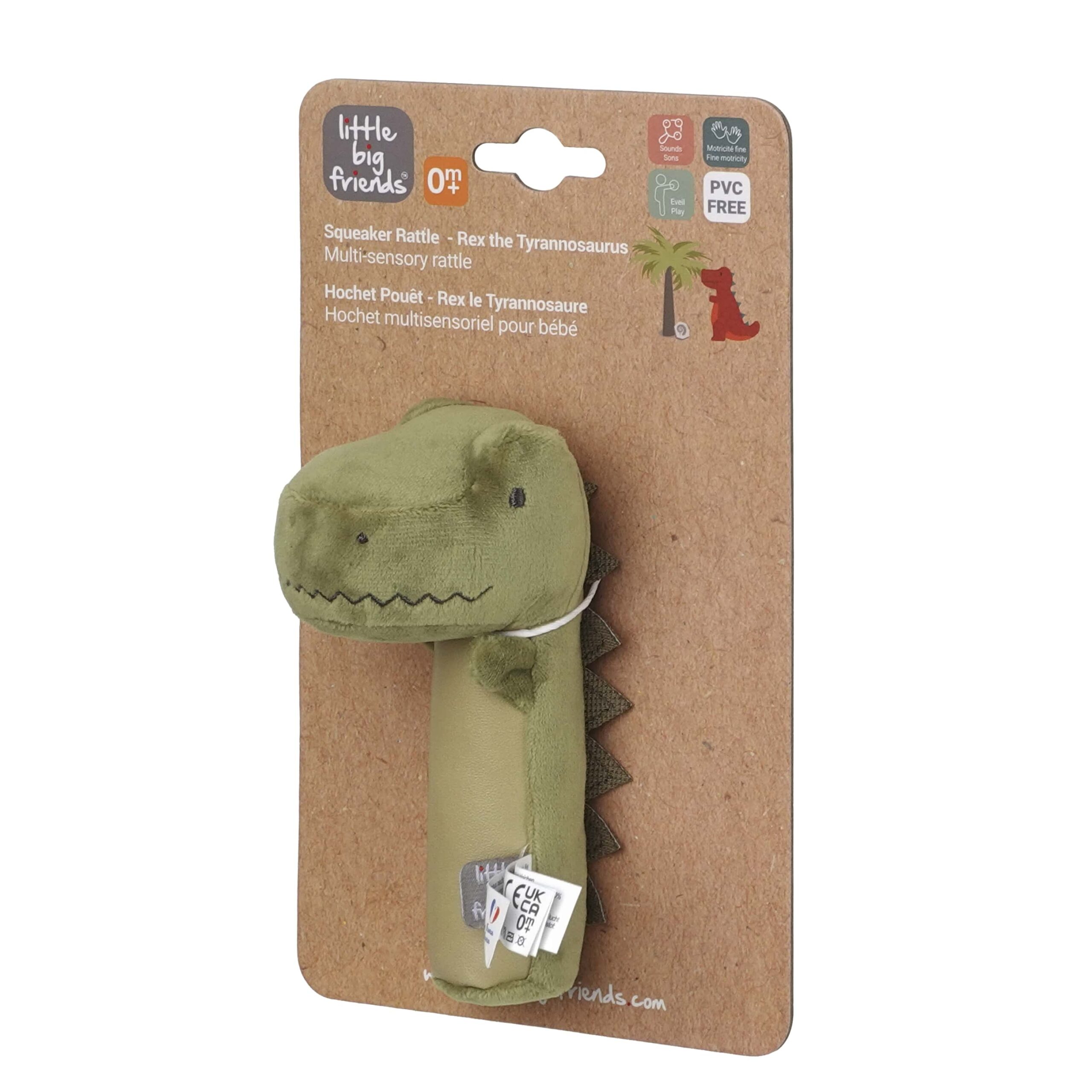 Little Big Friends Κουδουνίστρα Squeaker Βελούδινη Dino Little Big Friends BTL305017 - Little Big Friends - BTL305017