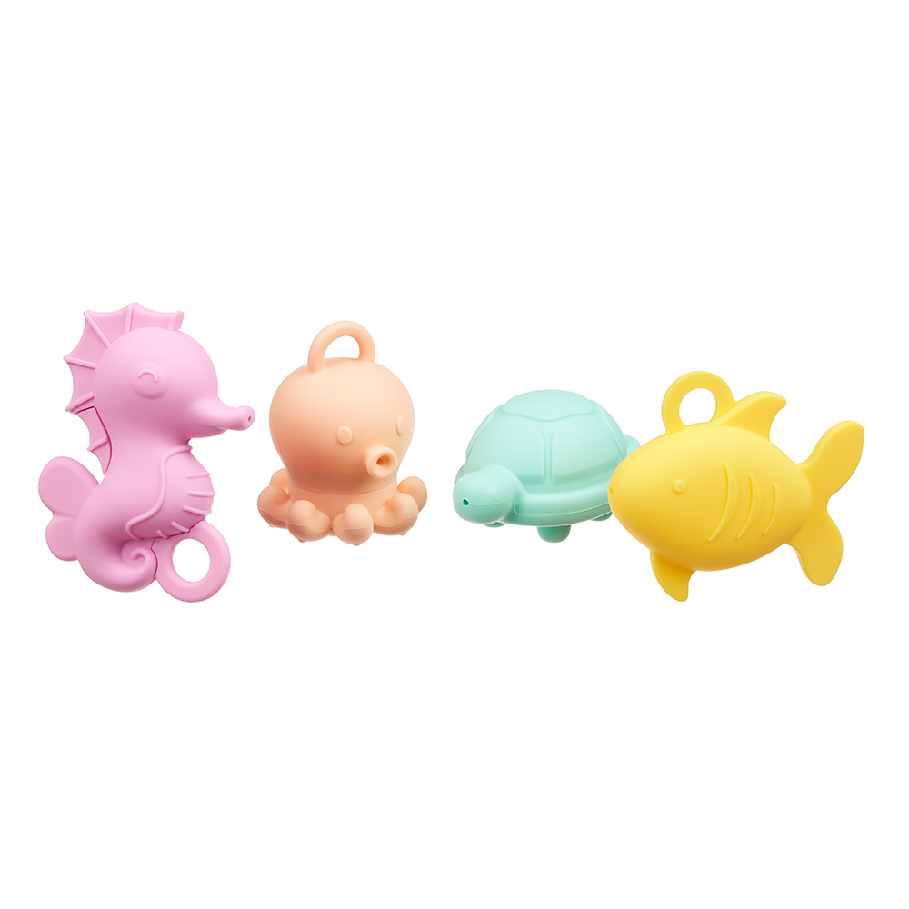 akuku Παιχνίδια Μπάνιου Σιλικόνης Ζωάκια Της Θάλασσας Σετ 4τμχ akuku A0711 - akuku - A0711