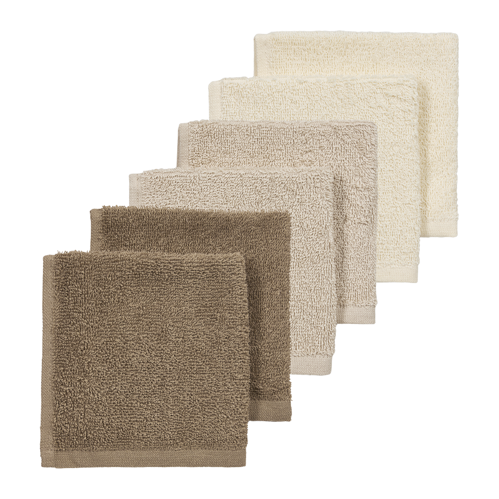 Σετ 6τμχ Λαβέτα Βαμβακερή 30x30εκ. Natural-Soft Sand-Taupe Meyco MEY-167.000.DB.02E (Ύφασμα: Βαμβάκι 100%, Χρώμα: Taupe) - OEM - MEY-167.000.DB.02E