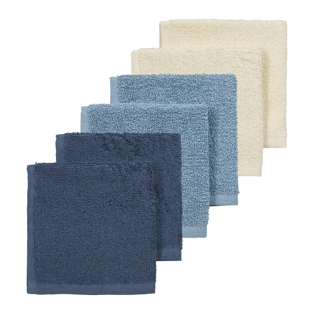 Σετ 6τμχ Λαβέτα Βαμβακερή 30x30εκ. Natural-Jeans Blue-Indigo Meyco MEY-167.000.CW.02E (Ύφασμα: Βαμβάκι 100%, Χρώμα: Μπλε) - Meyco - MEY-167.000.CW.02E