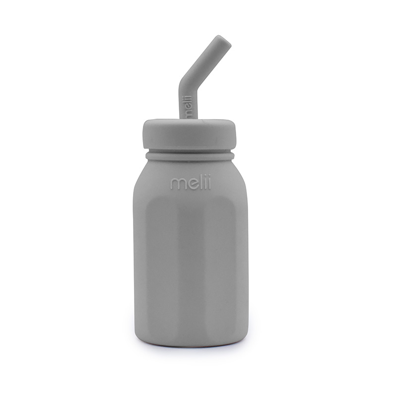 Μπουκάλι Σιλικόνης Με Καλαμάκι 230ml Γκρι Melii MEL20520 (Υλικό: Σιλικόνη, Χρώμα: Γκρι) - Melii - MEL20520