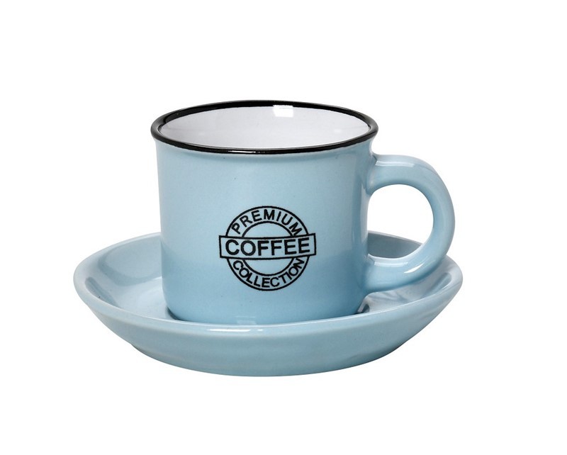 Φλυτζάνι Με Πιατάκι Cappuccino Stoneware 300ml Γαλάζιο Coffee ESPIEL HUN309K6 (Σετ 6 Τεμάχια) (Υλικό: Κεραμικό, Χρώμα: Γαλάζιο ) - ESPIEL - HUN309K6-1