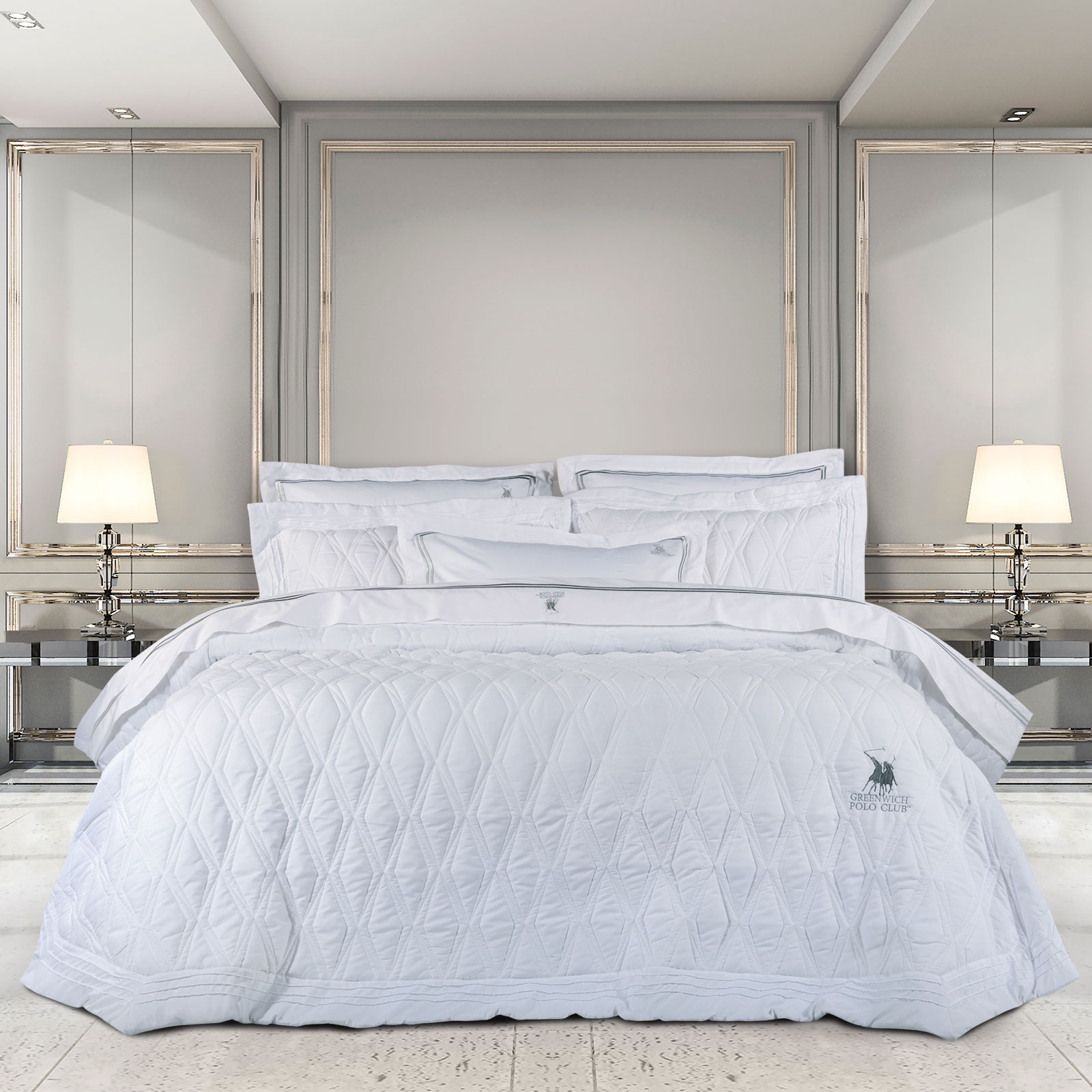 Greenwich Polo Club Σετ Κουβερλί Microfiber Υπέρδιπλο 220x240εκ. Premium 2158 Λευκό Greenwich Polo Club (Ύφασμα: Microfiber, Χρώμα: Λευκό, Μέγεθος: Υπέρδιπλα) - Greenwich Polo Club - 202000202158