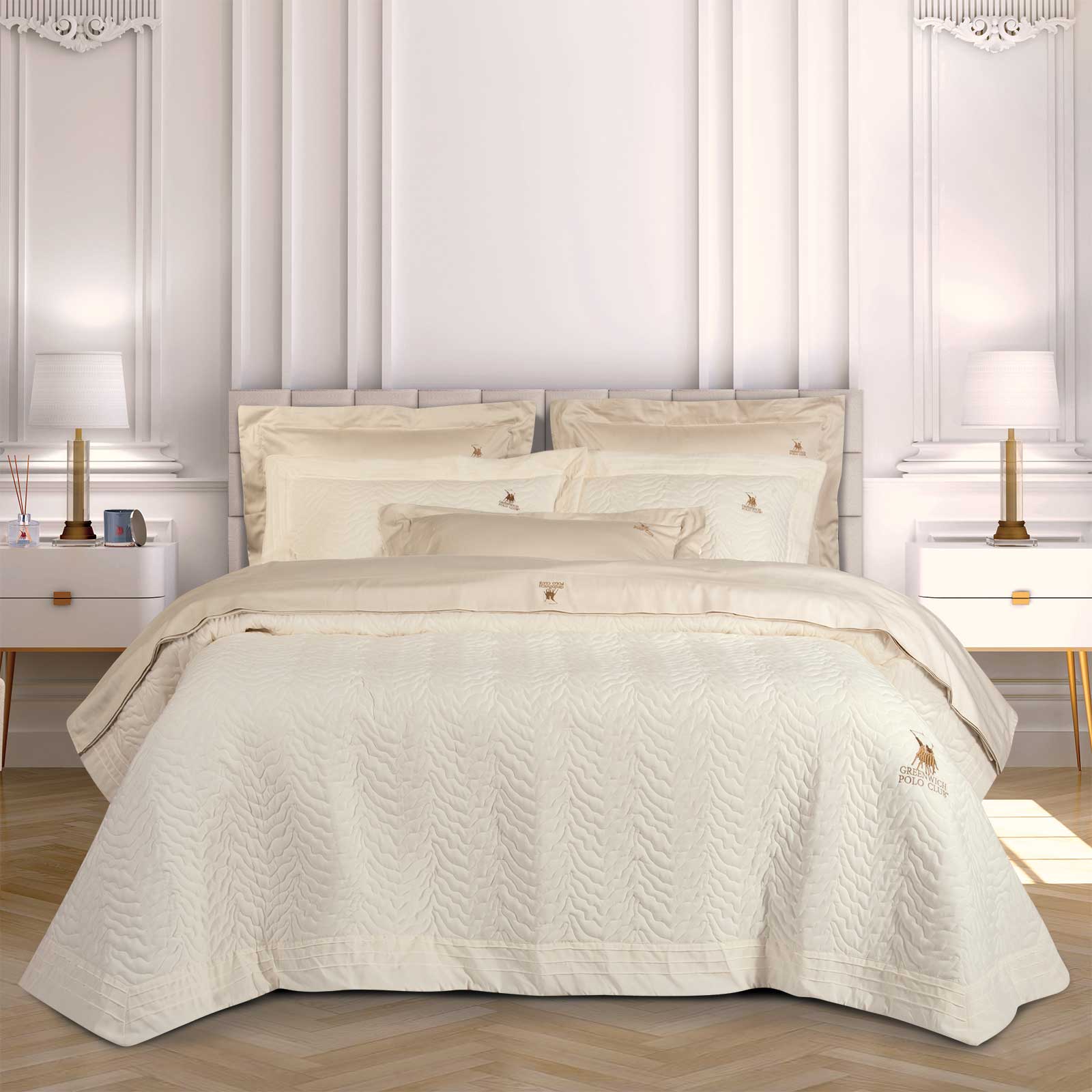 Κουβερλί Microfiber King 240x250εκ. Classic 2352 Εκρού Greenwich Polo Club (Ύφασμα: Microfiber, Χρώμα: Εκρού , Μέγεθος: King Size) - Greenwich Polo Club - 202000202352