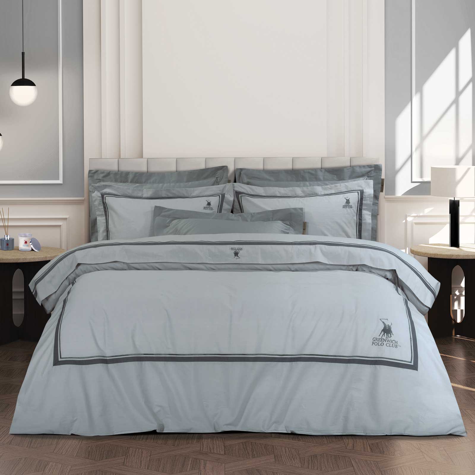 Σετ Σεντόνια Βαμβακερά Υπέρδιπλα 240x270εκ. Classic 2175 Γκρι Greenwich Polo Club (Ύφασμα: Βαμβάκι 100%, Τύπος κατωσέντονου: Χωρίς Λάστιχο, Χρώμα: Γκρι, Μέγεθος: Υπέρδιπλα) - Greenwich Polo Club - 202100202175