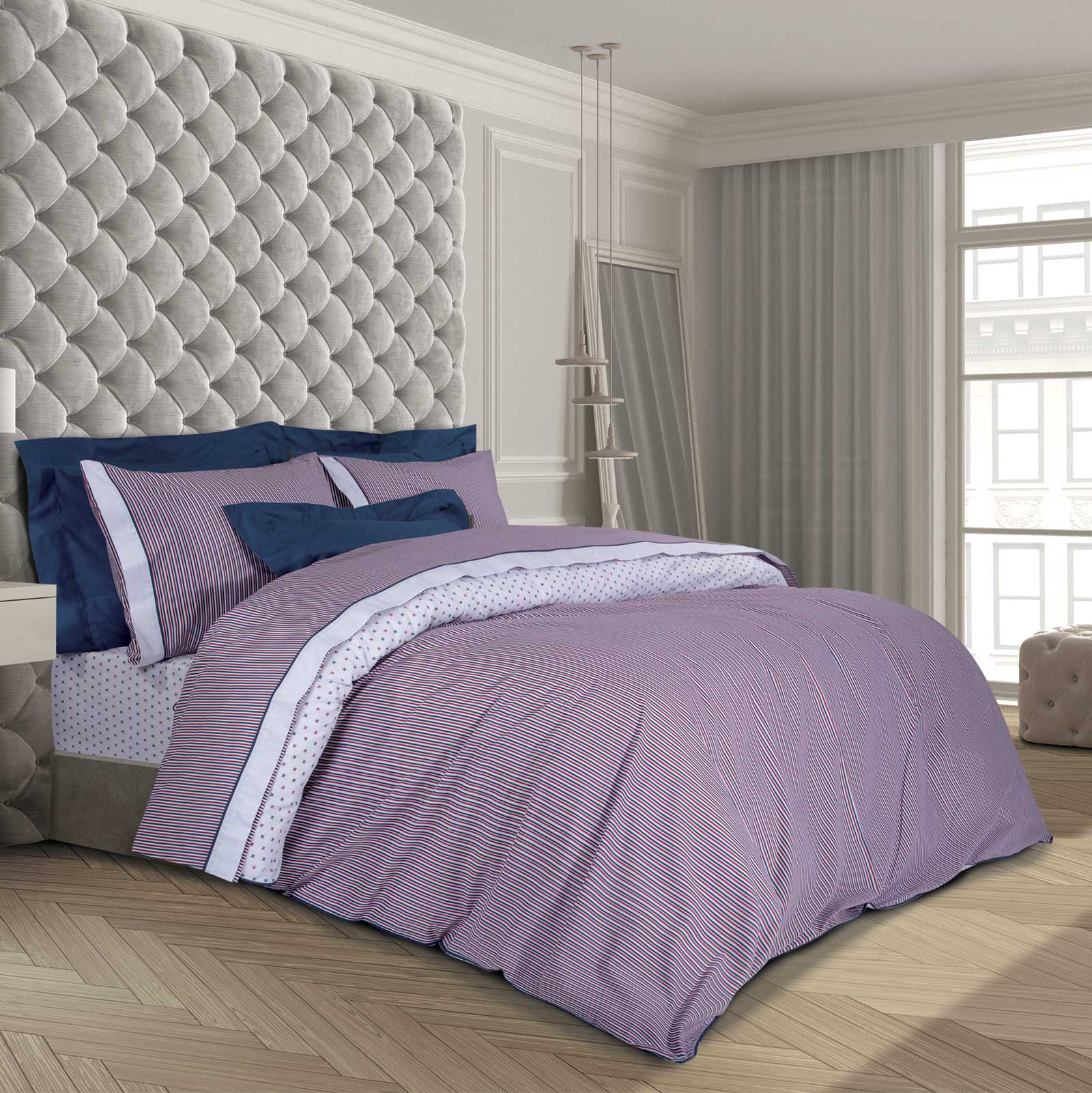 Σετ Σεντόνια Polycotton King 260x280εκ. Essential 2172 Κόκκινο-Λευκό-Μπλε Greenwich Polo Club (Τύπος κατωσέντονου: Χωρίς Λάστιχο, Χρώμα: Λευκό, Ύφασμα: 70% Βαμβάκι-30% Polyester, Μέγεθος: King Size) - Greenwich Polo Club - 202100302172