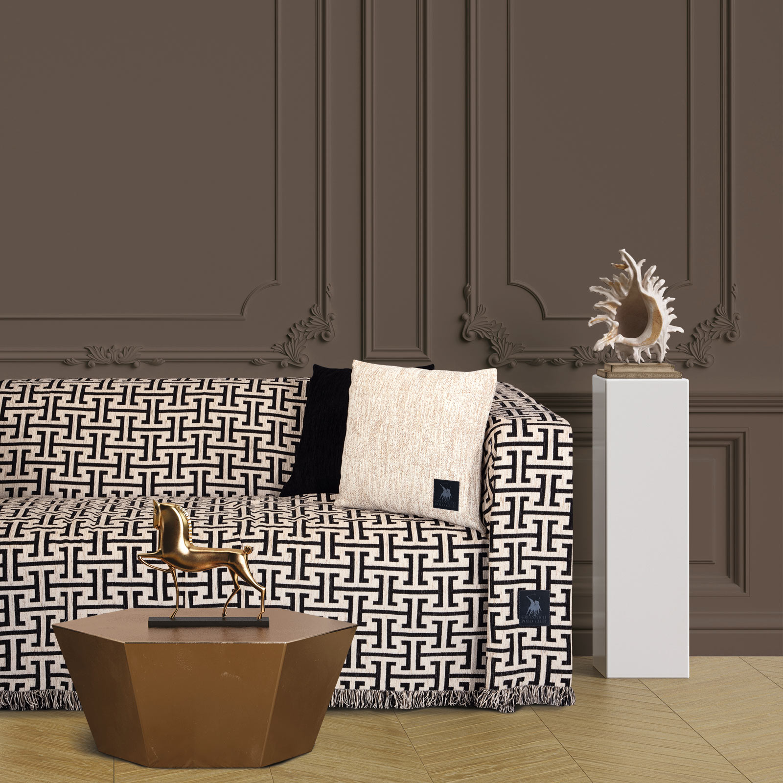 Ριχτάρι Chenille Διθέσιος 180x250εκ. Essential 3931 Μαύρο-Εκρού Greenwich Polo Club...