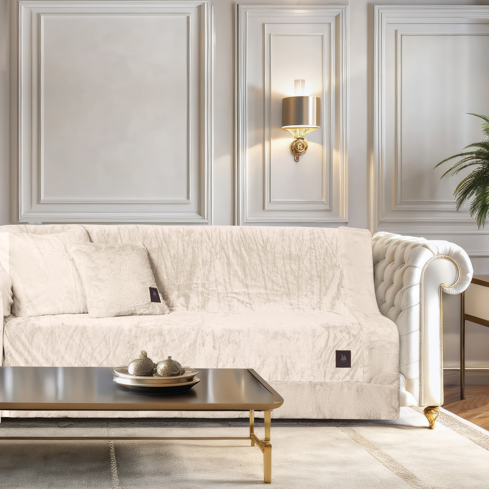 Greenwich Polo Club Ριχτάρι Velvet-Faux Fur Τριθέσιος 180x300εκ. Premium 3968 Ivory Greenwich Polo Club (Ύφασμα: Βελούδο, Χρώμα: Ιβουάρ) - Greenwich Polo Club - 206183003968