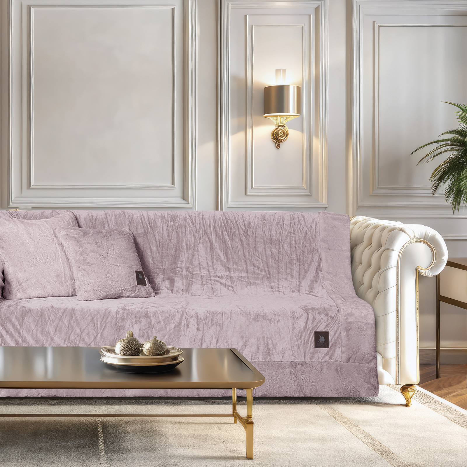 Ριχτάρι Velvet-Faux Fur Τριθέσιος 180x300εκ. Premium 3969 Nude Greenwich Polo Club (Ύφασμα: Βελούδο, Χρώμα: Nude) - Greenwich Polo Club - 206183003969