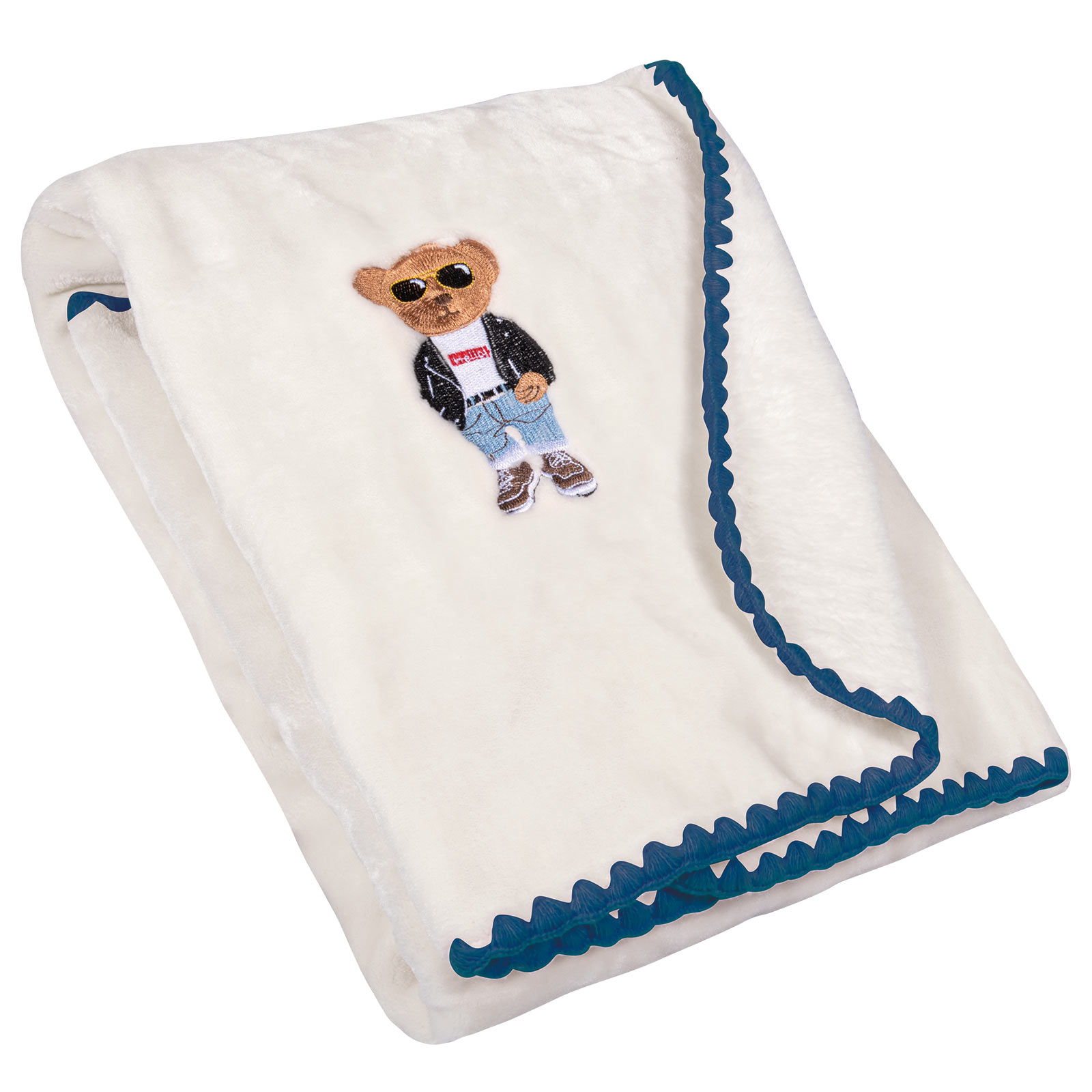Greenwich Polo Club Κουβέρτα Βελουτέ Κούνιας 110x140εκ. Essential Baby 8838 Ιβουάρ-Μπλε Greenwich Polo Club (Ύφασμα: Polyester, Χρώμα: Μπλε) - Greenwich Polo Club - 220511808838
