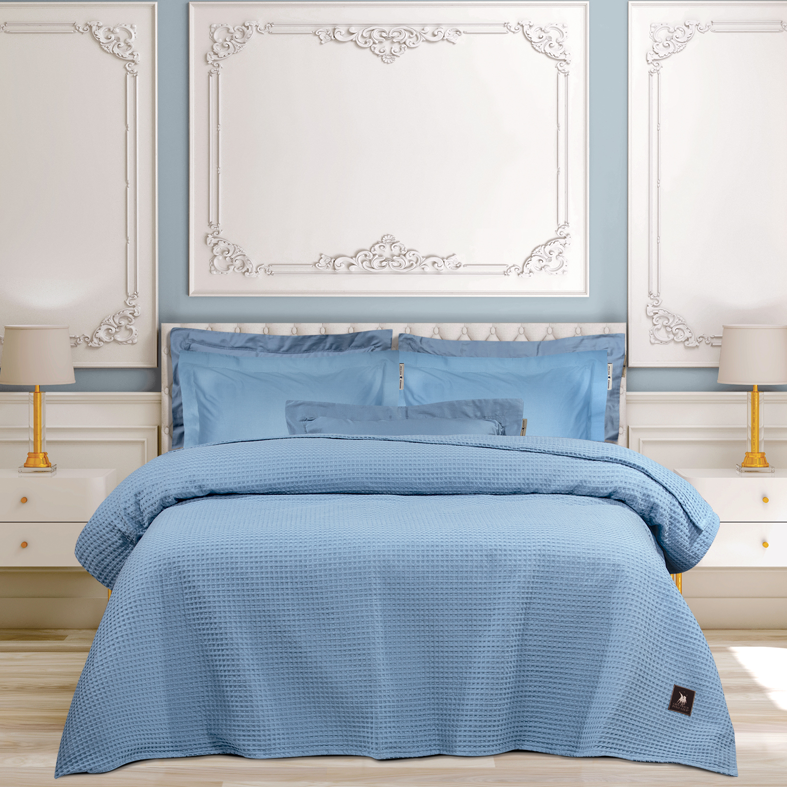 Greenwich Polo Club Κουβέρτα Βαμβακερή Πικέ Μονή 160x240εκ. Essential 3457 Μπλε Ραφ Greenwich Polo Club (Ύφασμα: Βαμβάκι 100%, Χρώμα: Μπλε, Μέγεθος: Μονά) - Greenwich Polo Club - 220577103457