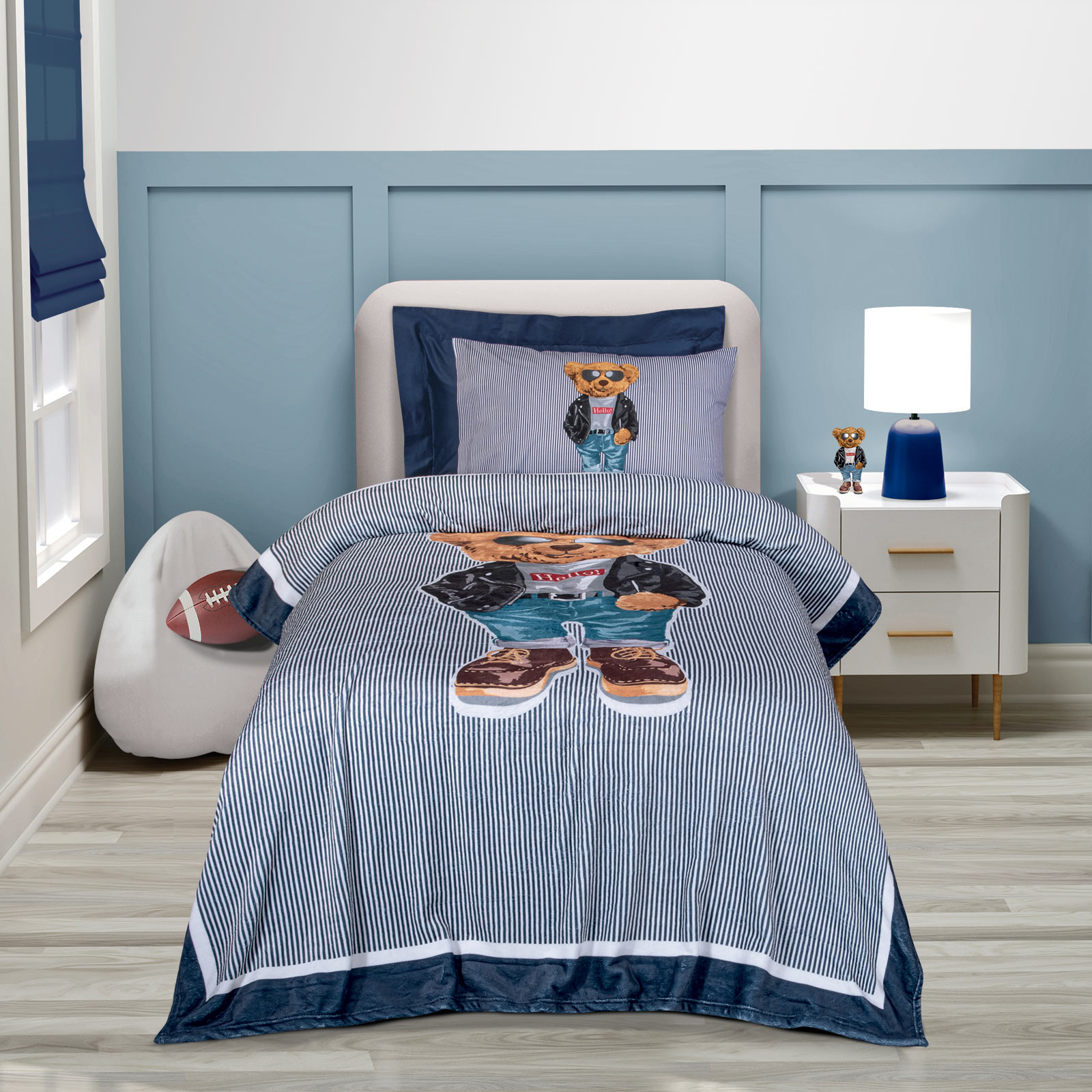 Greenwich Polo Club Κουβέρτα Fleece Μονή 160x220εκ. Junior Essential 8838 Μπλε-Λευκό Greenwich Polo Club (Ύφασμα: Polyester, Χρώμα: Λευκό) - Greenwich Polo Club - 220577108838