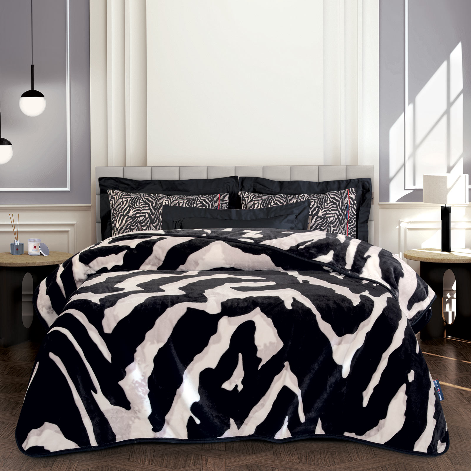 Κουβέρτα Βελουτέ Supersoft Υπέρδιπλη 220x240εκ. Essential 2217 Μαύρη-Taupe Greenwich Polo Club (Ύφασμα: Βελούδο, Χρώμα: Μαύρο, Μέγεθος: Υπέρδιπλα) - Greenwich Polo Club - 220577202217