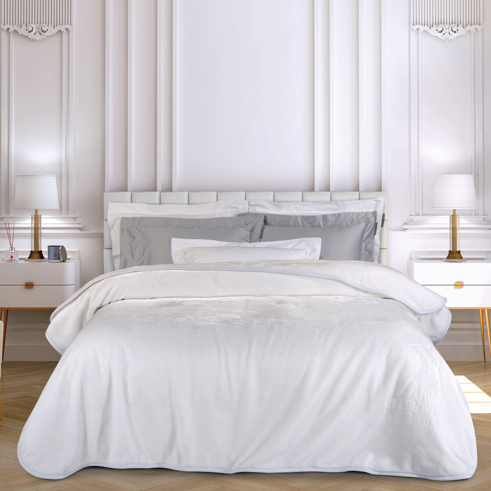 Κουβέρτα Βελουτέ Supersoft Υπέρδιπλη 220x240εκ. Essential 3470 Λευκή Greenwich Polo Club (Ύφασμα: Βελούδο, Χρώμα: Λευκό, Μέγεθος: Υπέρδιπλα) - Greenwich Polo Club - 220577203470