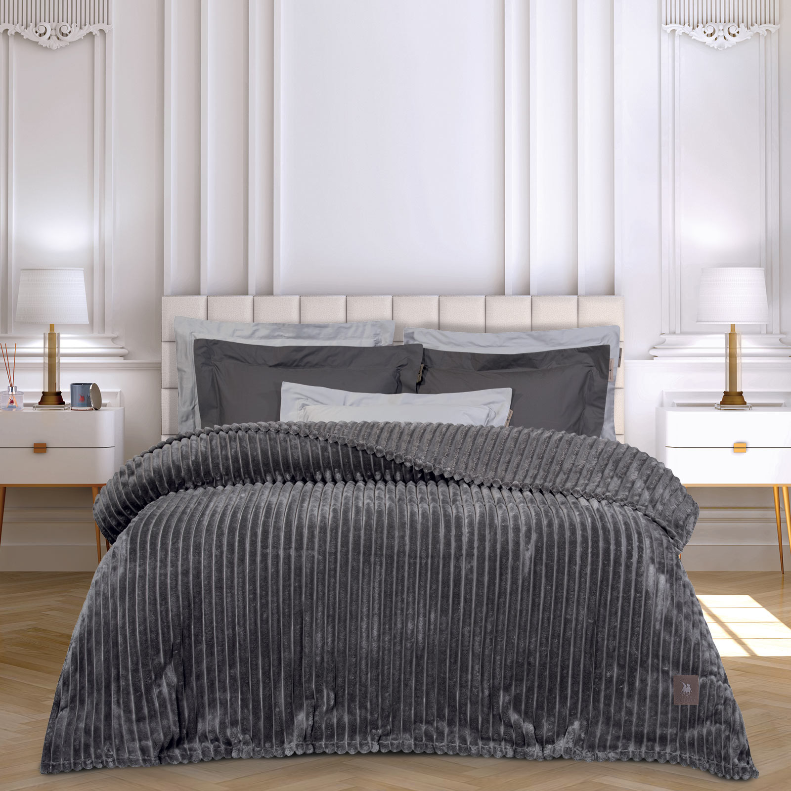 Κουβέρτα Fleece Υπέρδιπλη 220x240εκ. Essential 3486 Γκρ