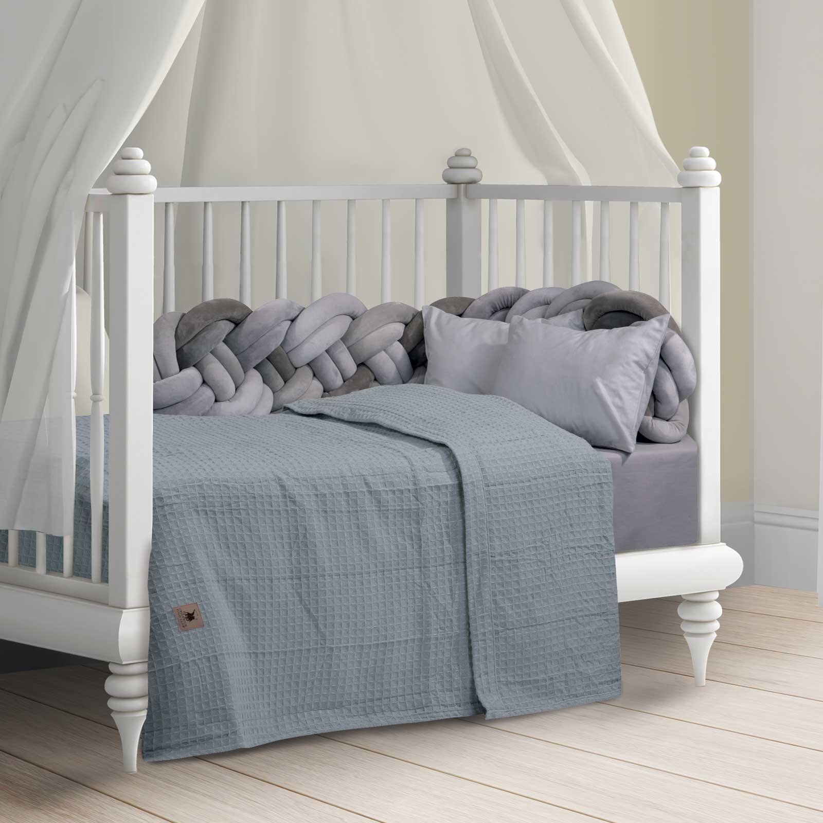 Κουβέρτα Πικέ Polycotton Αγκαλιάς-Λίκνου 80x110εκ. Essential Baby 3403 Γκρι Greenwich Polo Club (Ύφασμα: 80% Cotton - 20% Polyester, Χρώμα: Γκρι) - Greenwich Polo Club - 220680113403