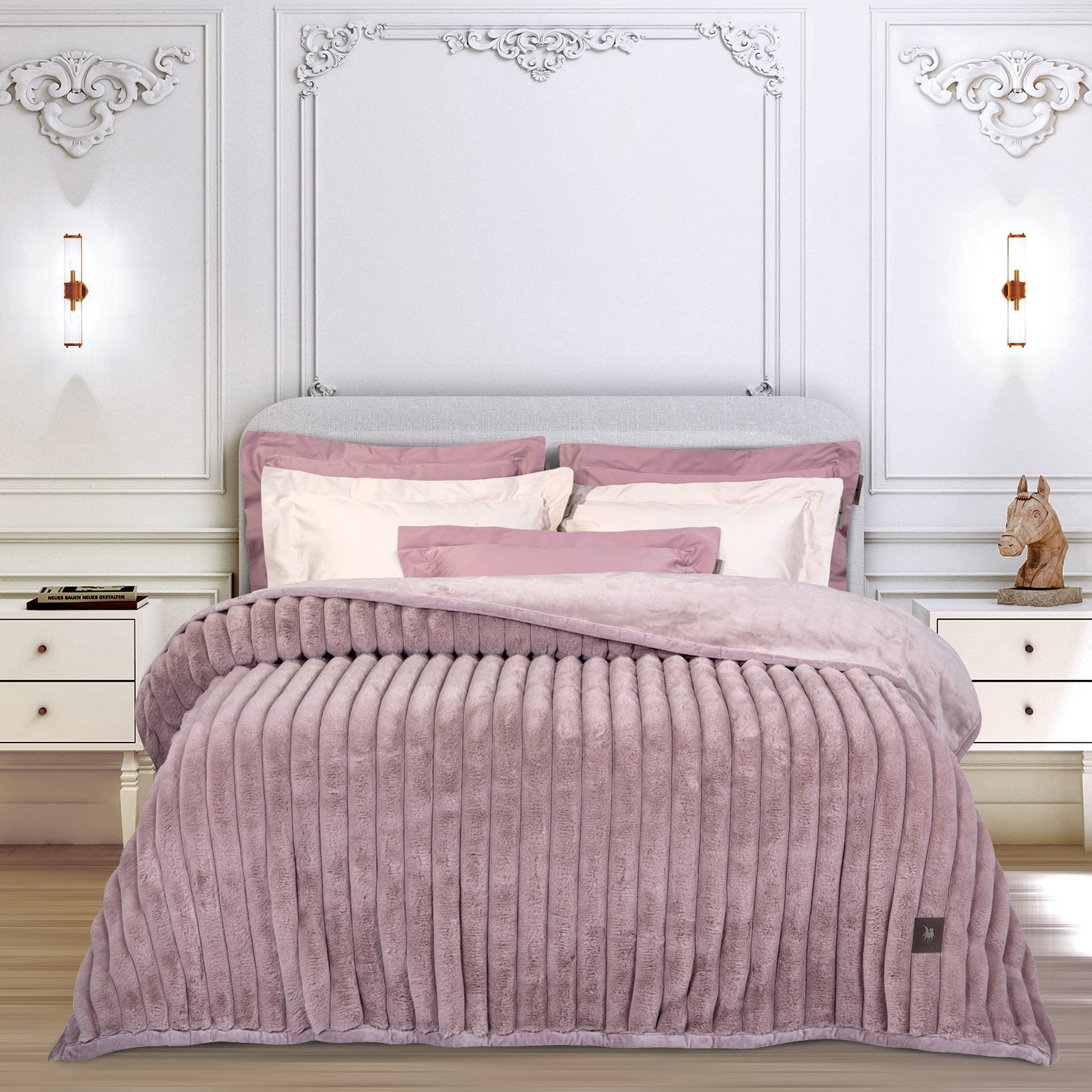 Κουβέρτα Faux Fur-Flannel Υπέρδιπλο 220x240εκ. Premium 3478 Nude Greenwich Polo...